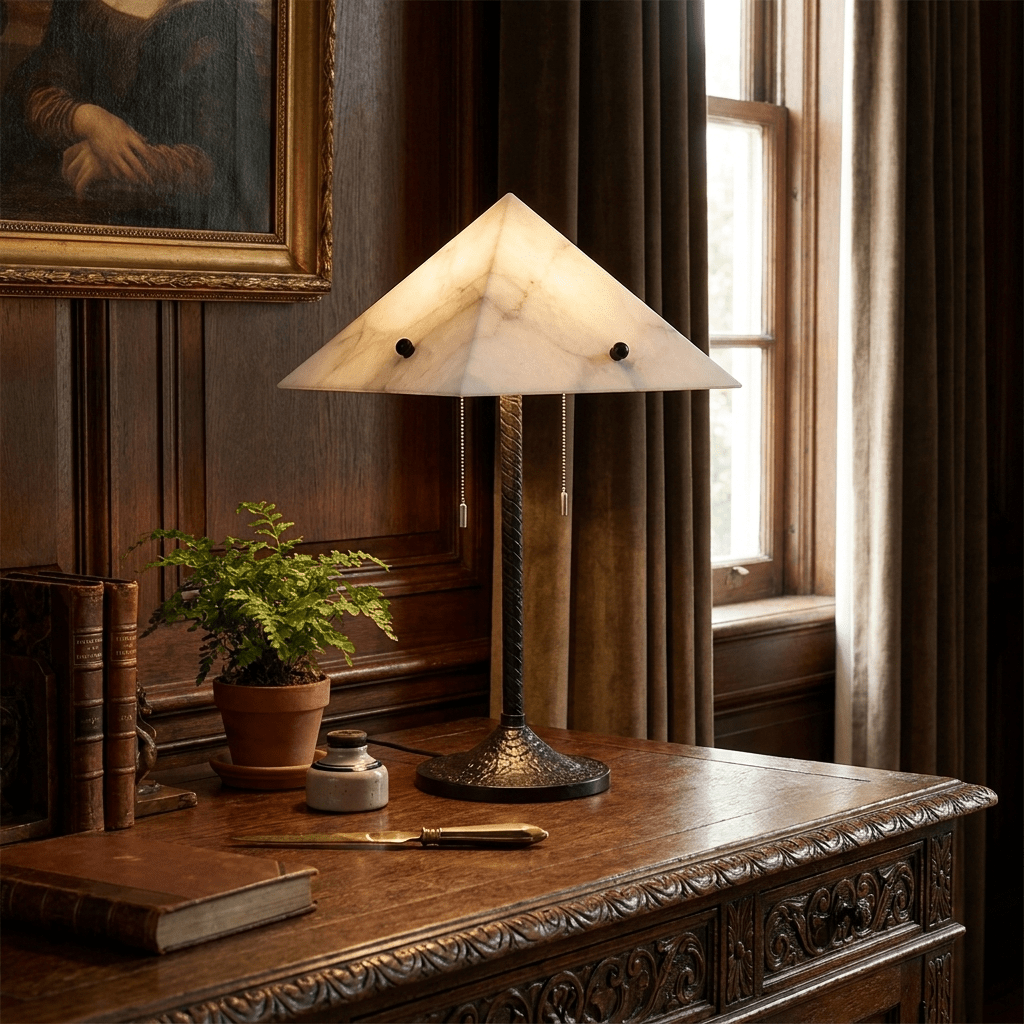 Apex Alabaster Prism Table Lamp-Neutral Decor