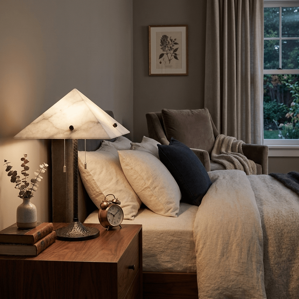 Apex Alabaster Prism Table Lamp-Neutral Decor