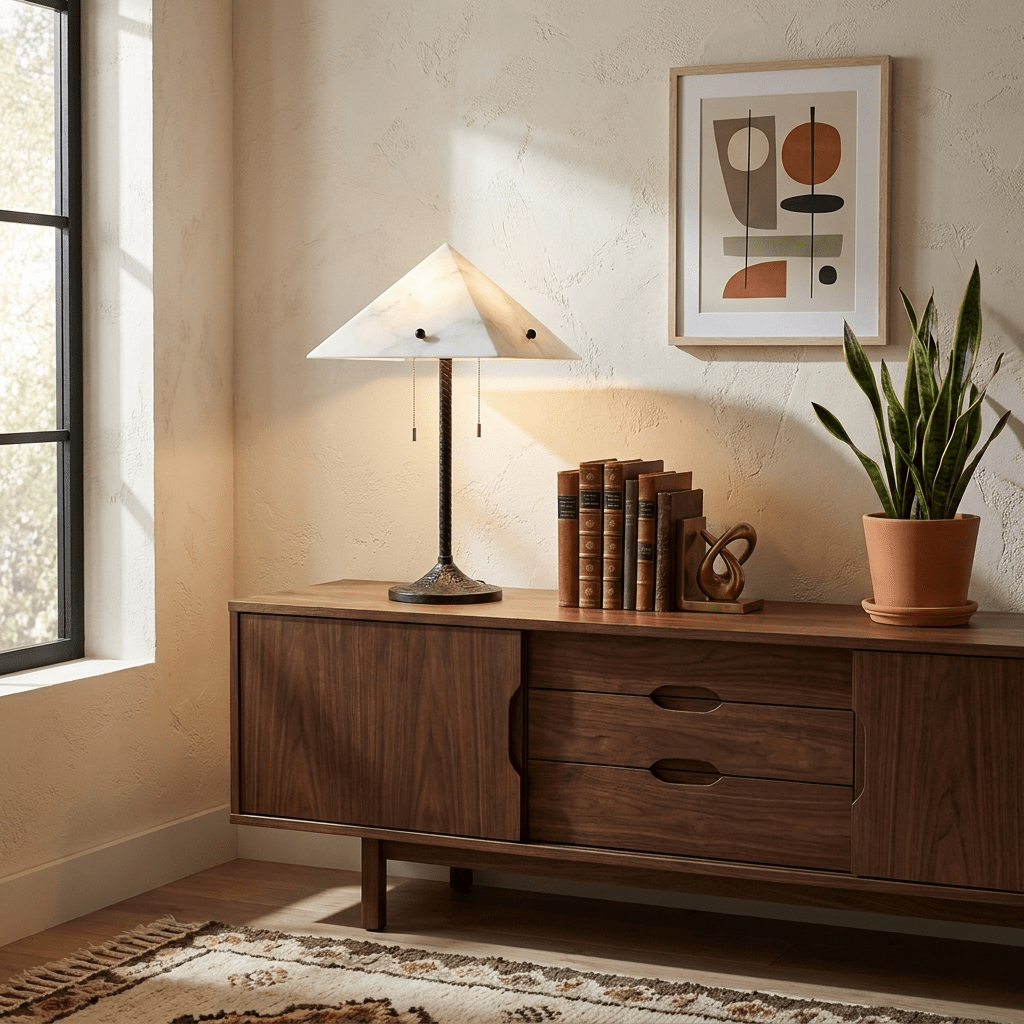 Apex Alabaster Prism Table Lamp-Neutral Decor