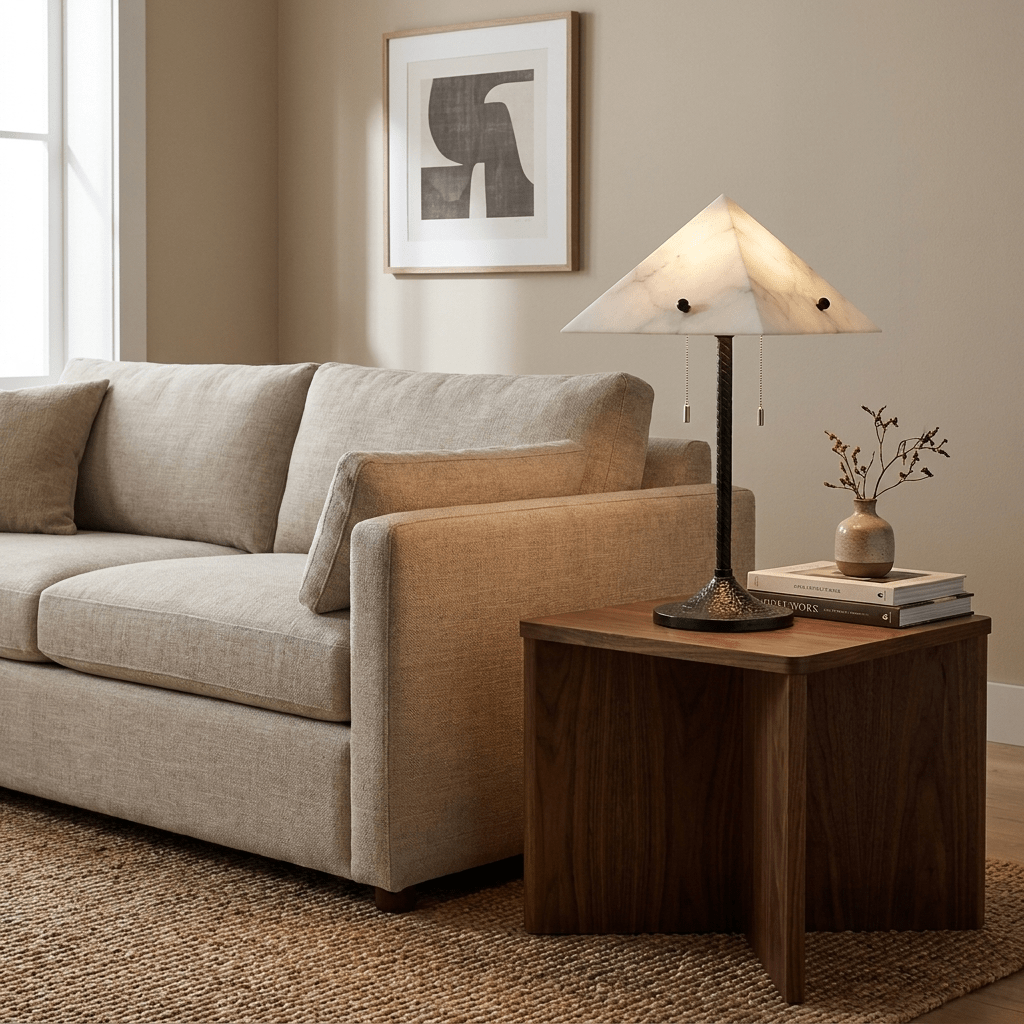 Apex Alabaster Prism Table Lamp-Neutral Decor