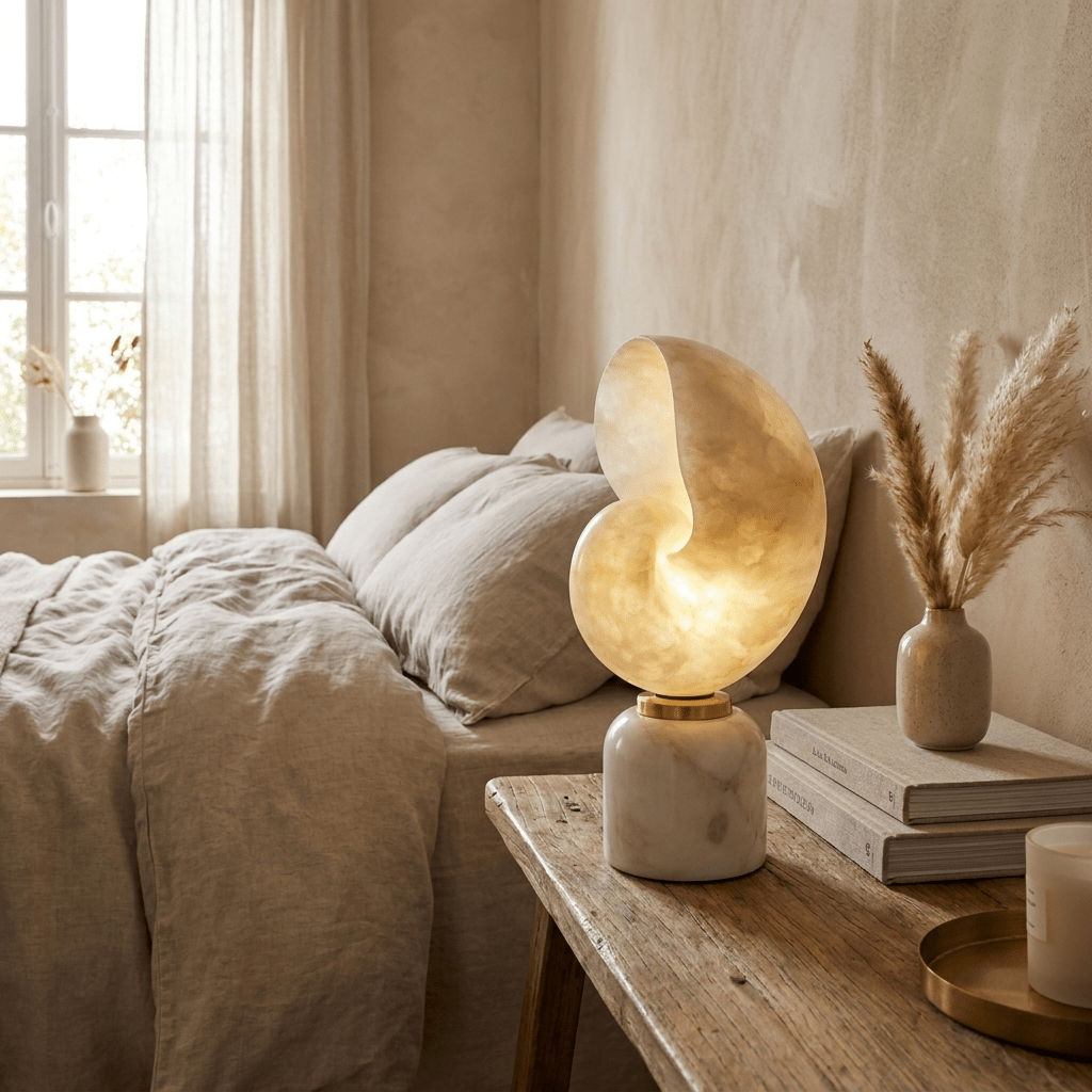 Lumora Shell Table Lamp-Neutral Decor