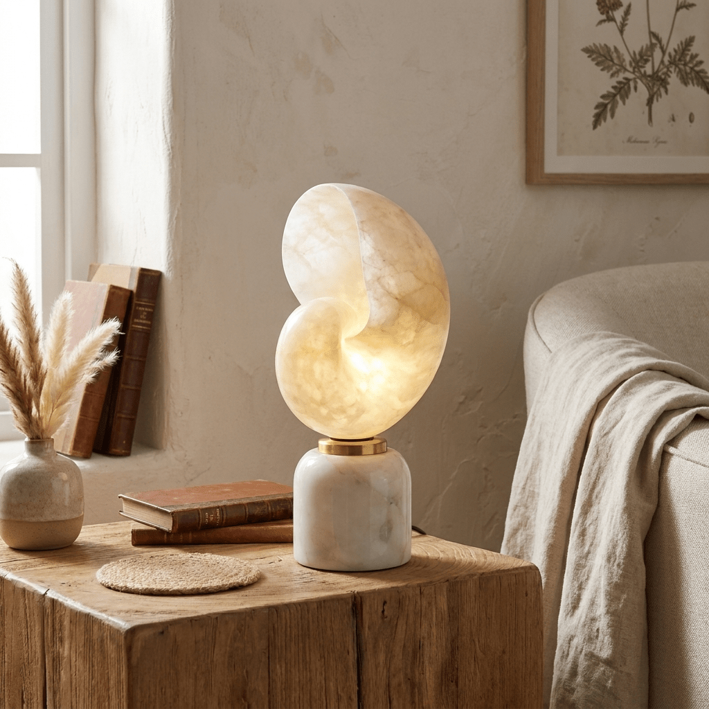 Lumora Shell Table Lamp-Neutral Decor