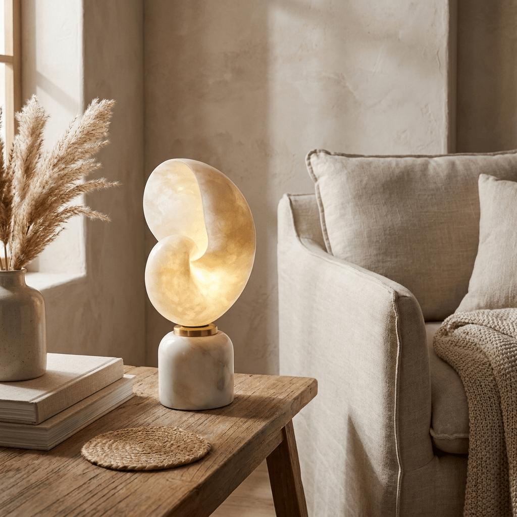 Lumora Shell Table Lamp-Neutral Decor