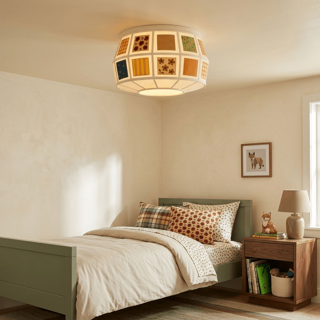 Patchwork Quilt Ceiling Light-Neutral Decor