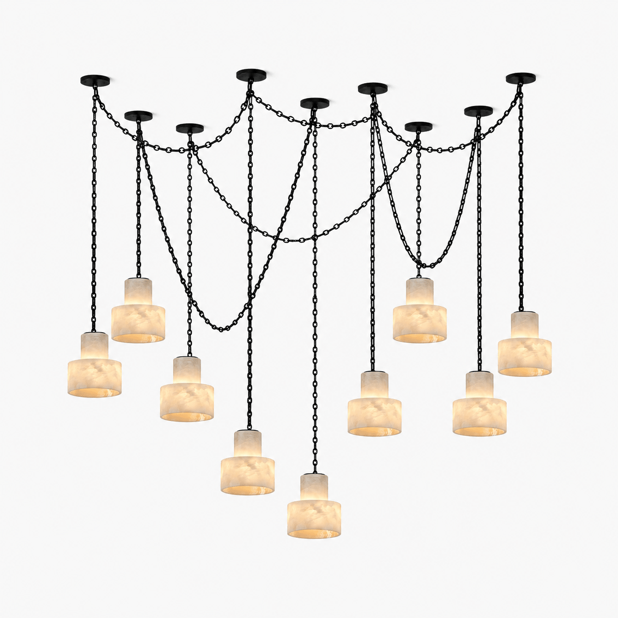 Multi-Tier Chain Drum Pendant Lamp-Neutral Decor