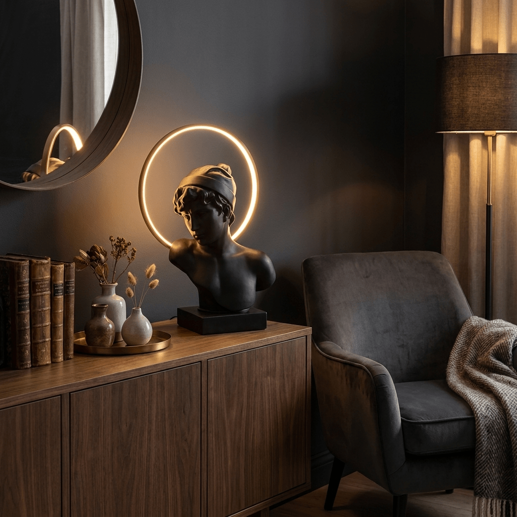 Halo Muse Sculptural Table Lamp-Neutral Decor