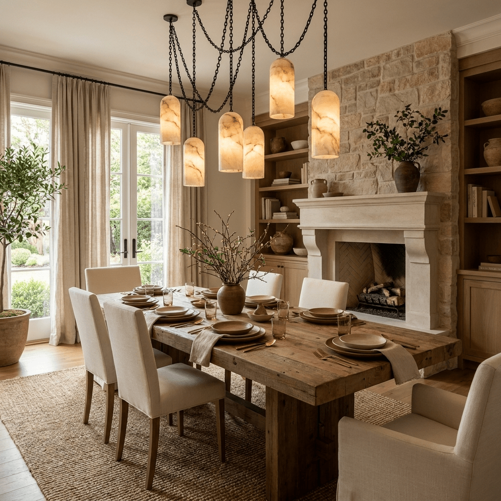Cascading Chain Capsule Chandelier-Neutral Decor