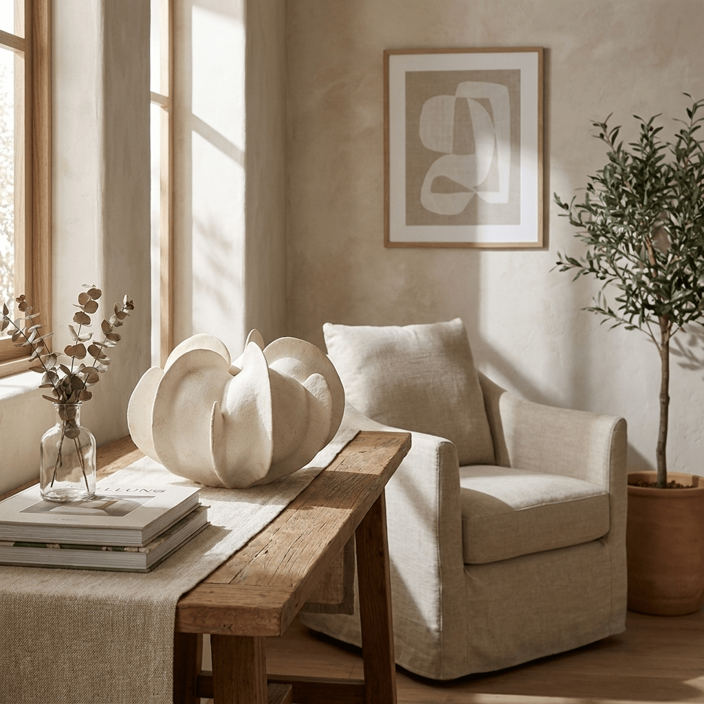Magnolia Bloom Ceramic Sculpture Vase-Neutral Decor