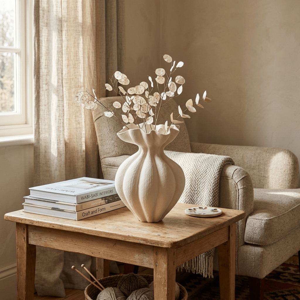 Fluted Bloom Ceramic Vase-Neutral Decor