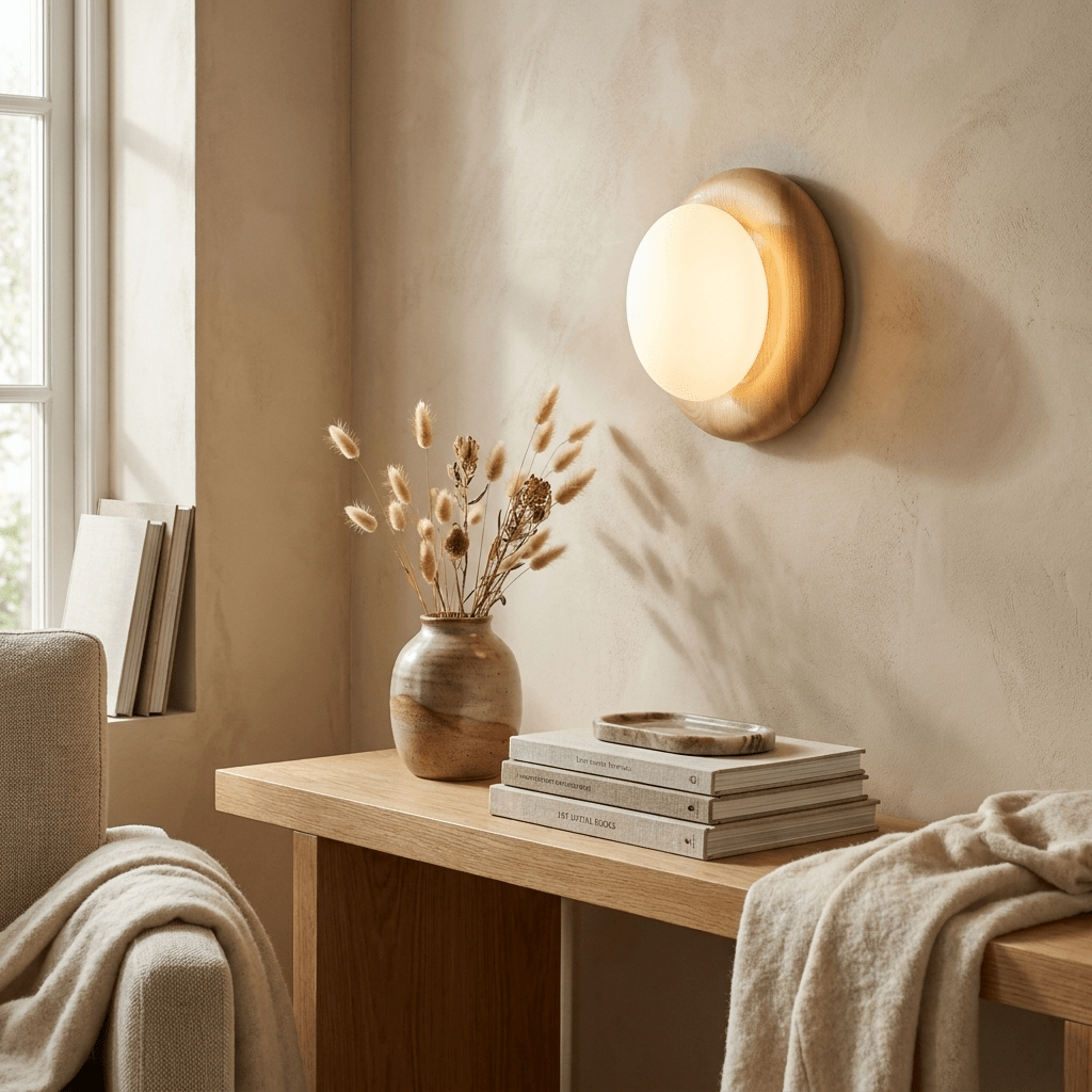Brevin Wood Wall Sconce-Neutral Decor