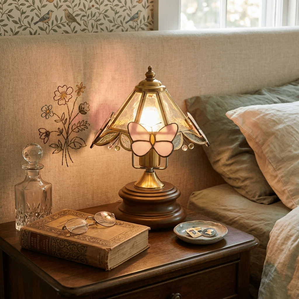 Butterfly Glow Tiffany Table Lamp-Neutral Decor