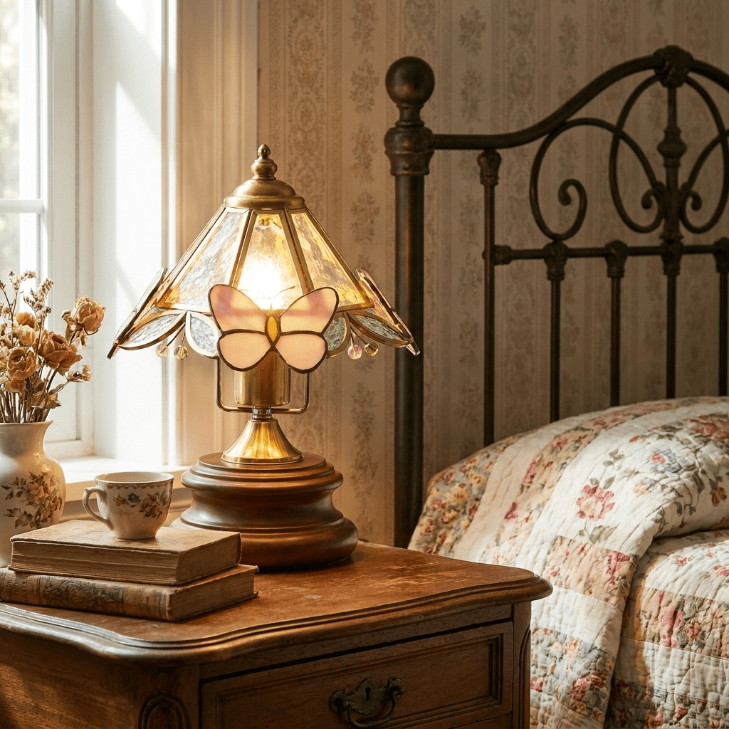 Butterfly Glow Tiffany Table Lamp-Neutral Decor