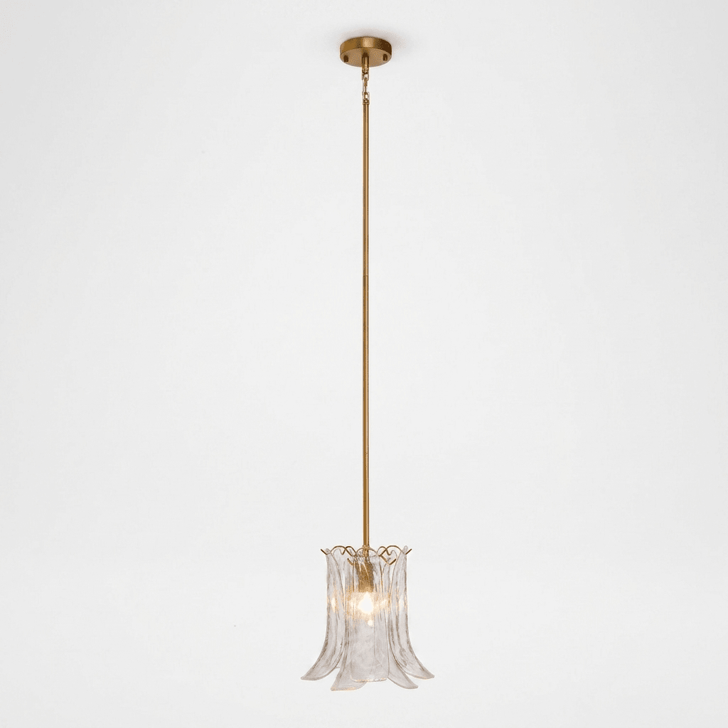 Olive Petal Glass Pendant Lamp-Neutral Decor