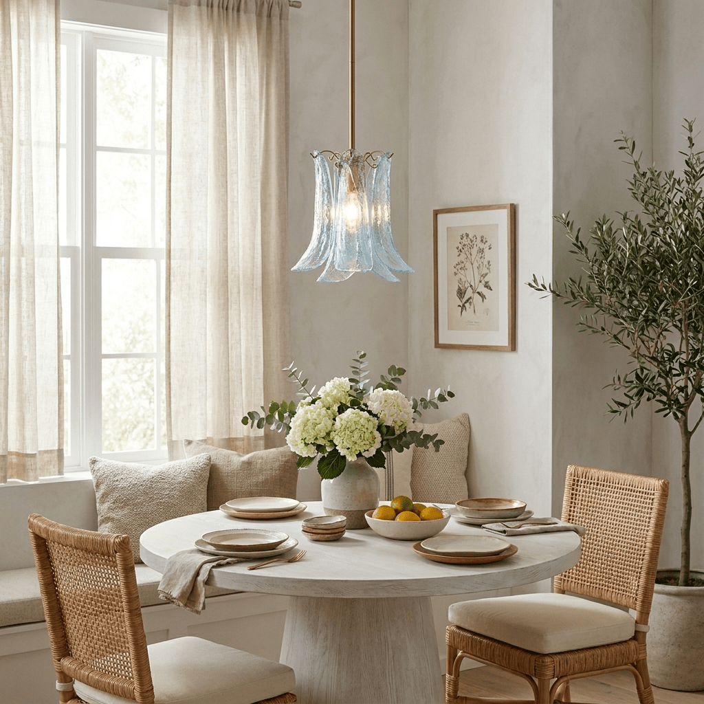 Olive Petal Glass Pendant Lamp-Neutral Decor