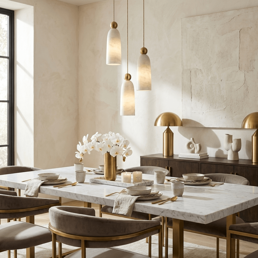 Alabaster Bell Cluster Pendant Lamp-Neutral Decor