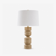 Geometric Travertine Table Lamp-Neutral Decor