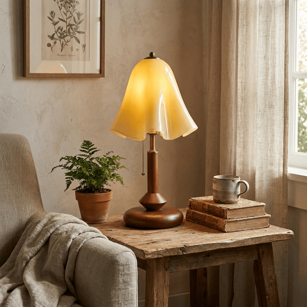 Bell Glass Table Lamp-Neutral Decor