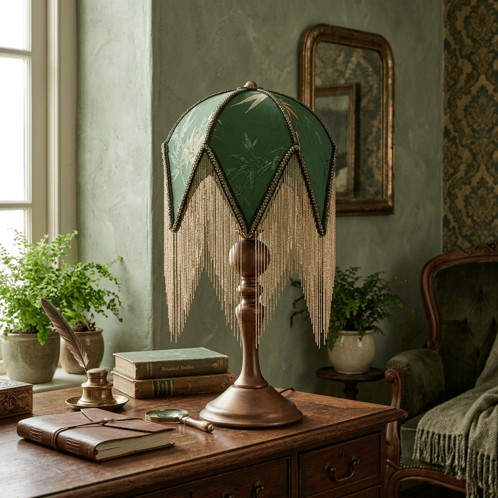 Victorian Fringe Table Lamp-Neutral Decor