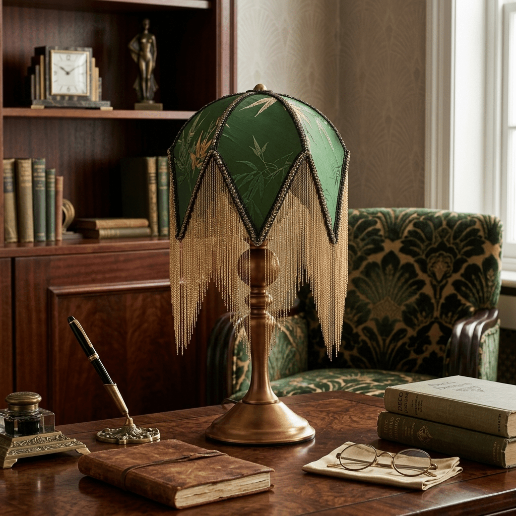 Victorian Fringe Table Lamp-Neutral Decor
