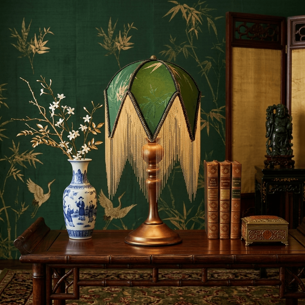 Victorian Fringe Table Lamp-Neutral Decor
