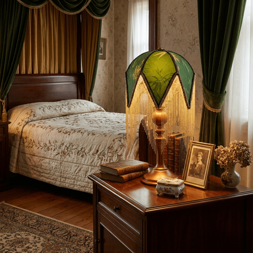 Victorian Fringe Table Lamp-Neutral Decor