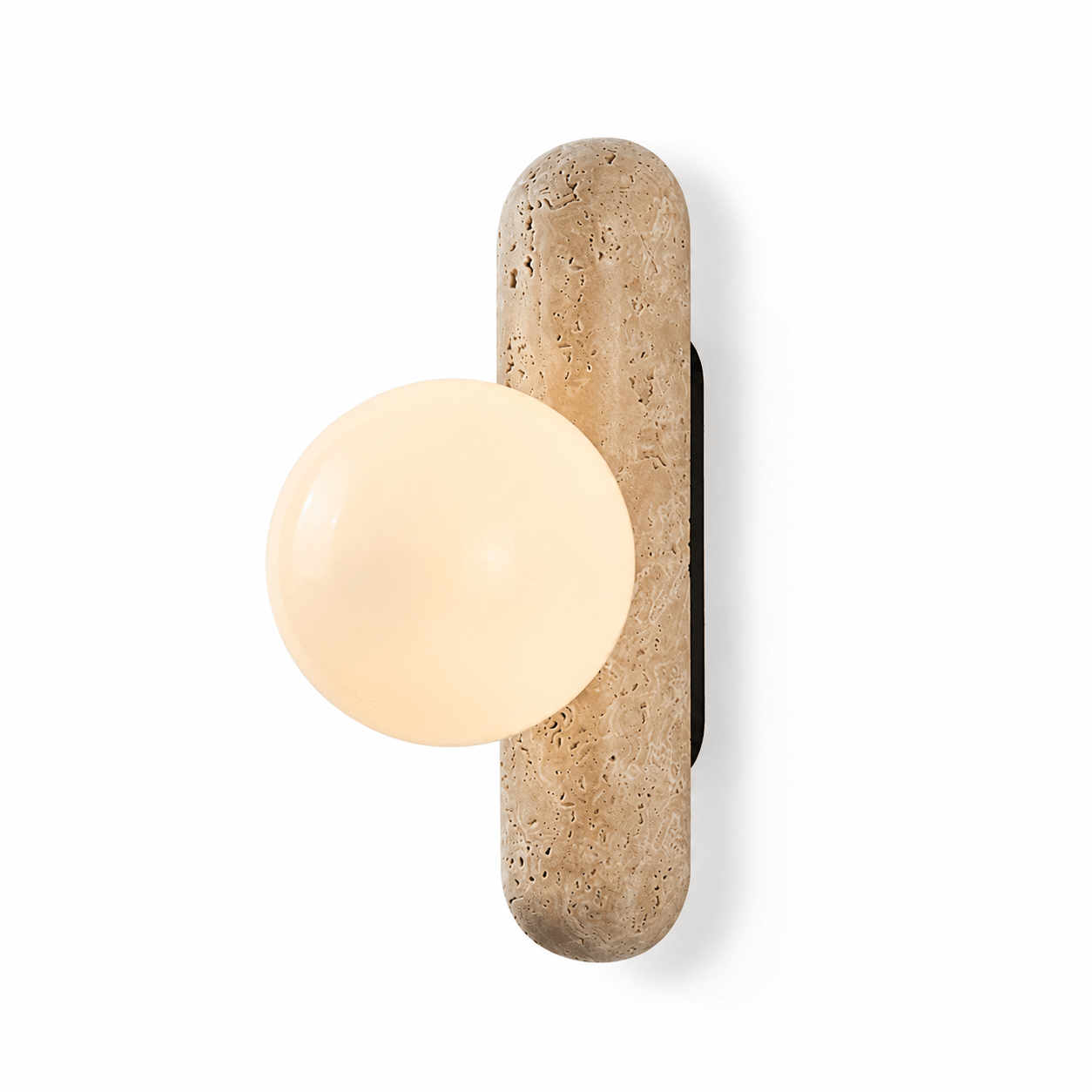 Travertine Column Globe Wall Sconce-Neutral Decor