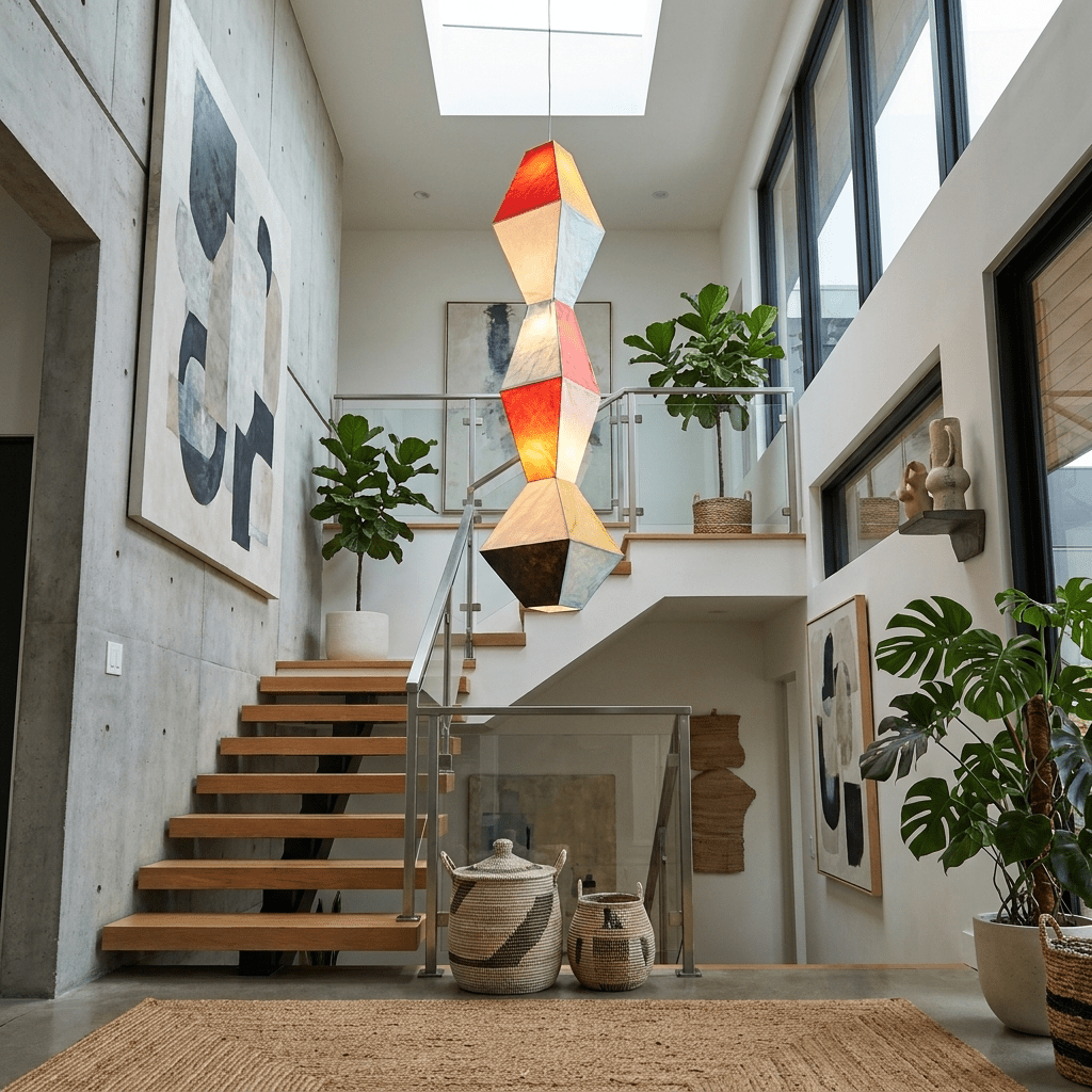 Stacked Geometric Rice Paper Pendant Lamp-Neutral Decor