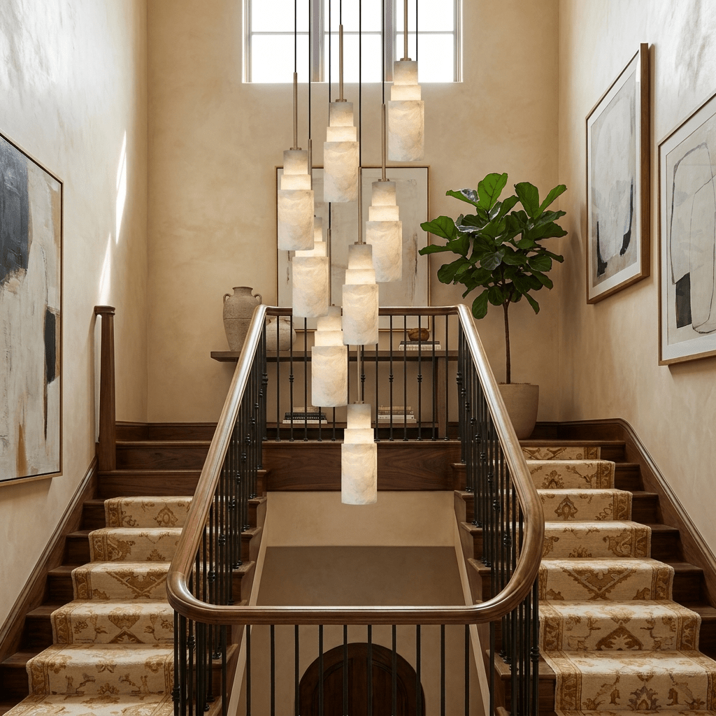 Tiered Alabaster Cluster Chandelier-Neutral Decor