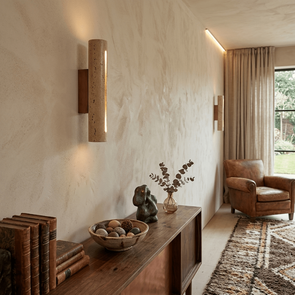 Slot Travertine Wall Sconce-Neutral Decor