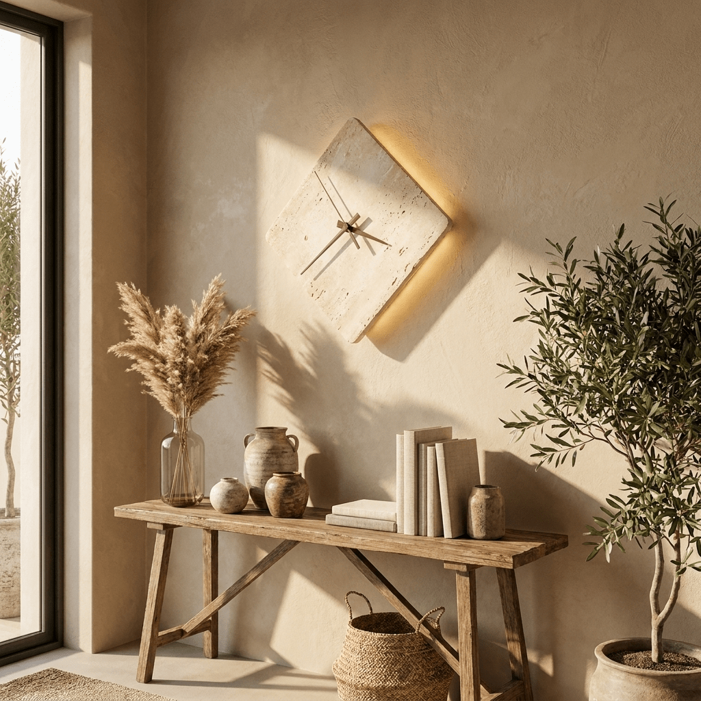 Compass Travertine Sconce-Neutral Decor