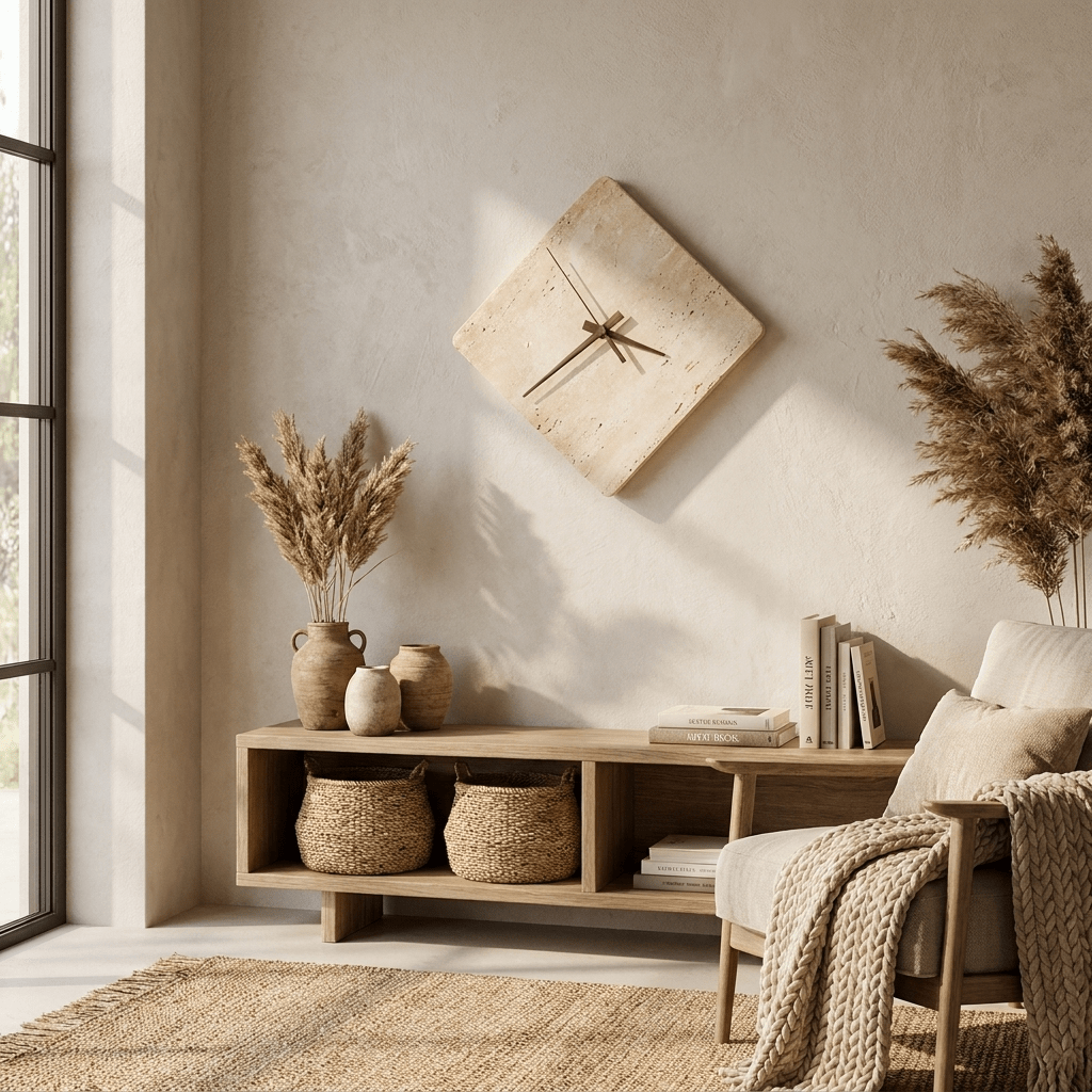 Compass Travertine Sconce-Neutral Decor