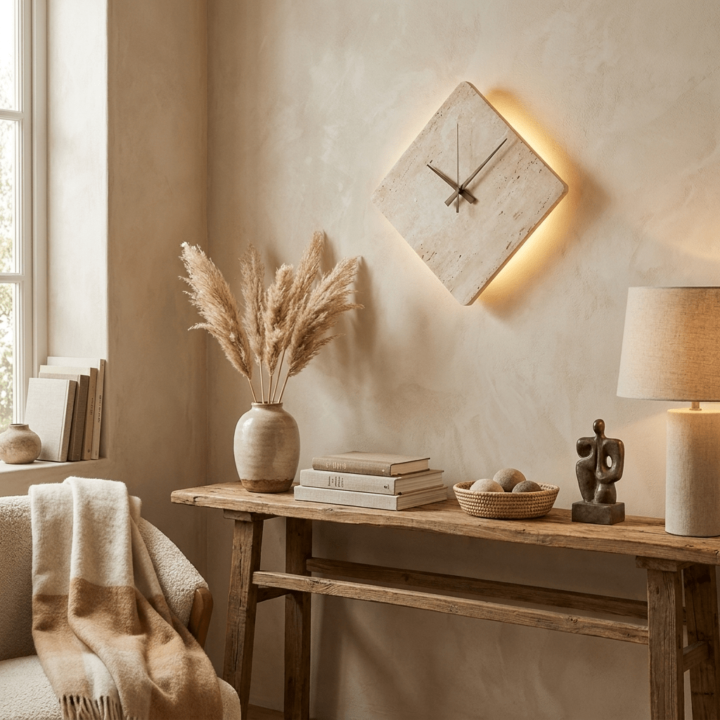 Compass Travertine Sconce-Neutral Decor