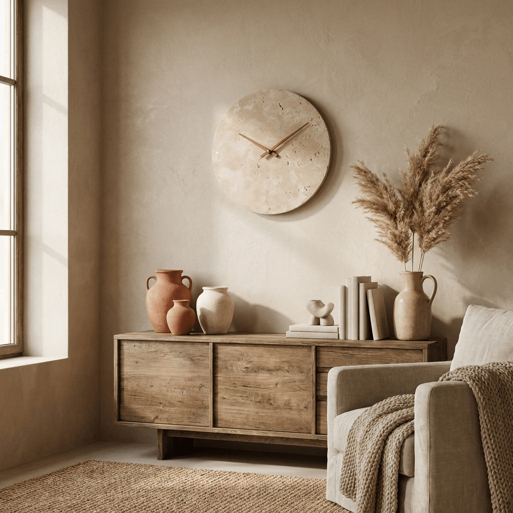 Dial Travertine Sconce-Neutral Decor