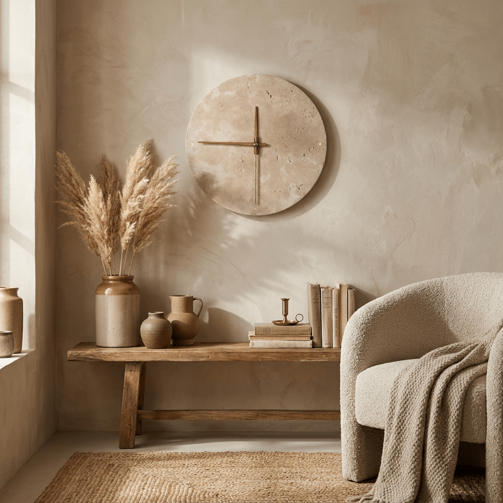 Dial Travertine Sconce-Neutral Decor