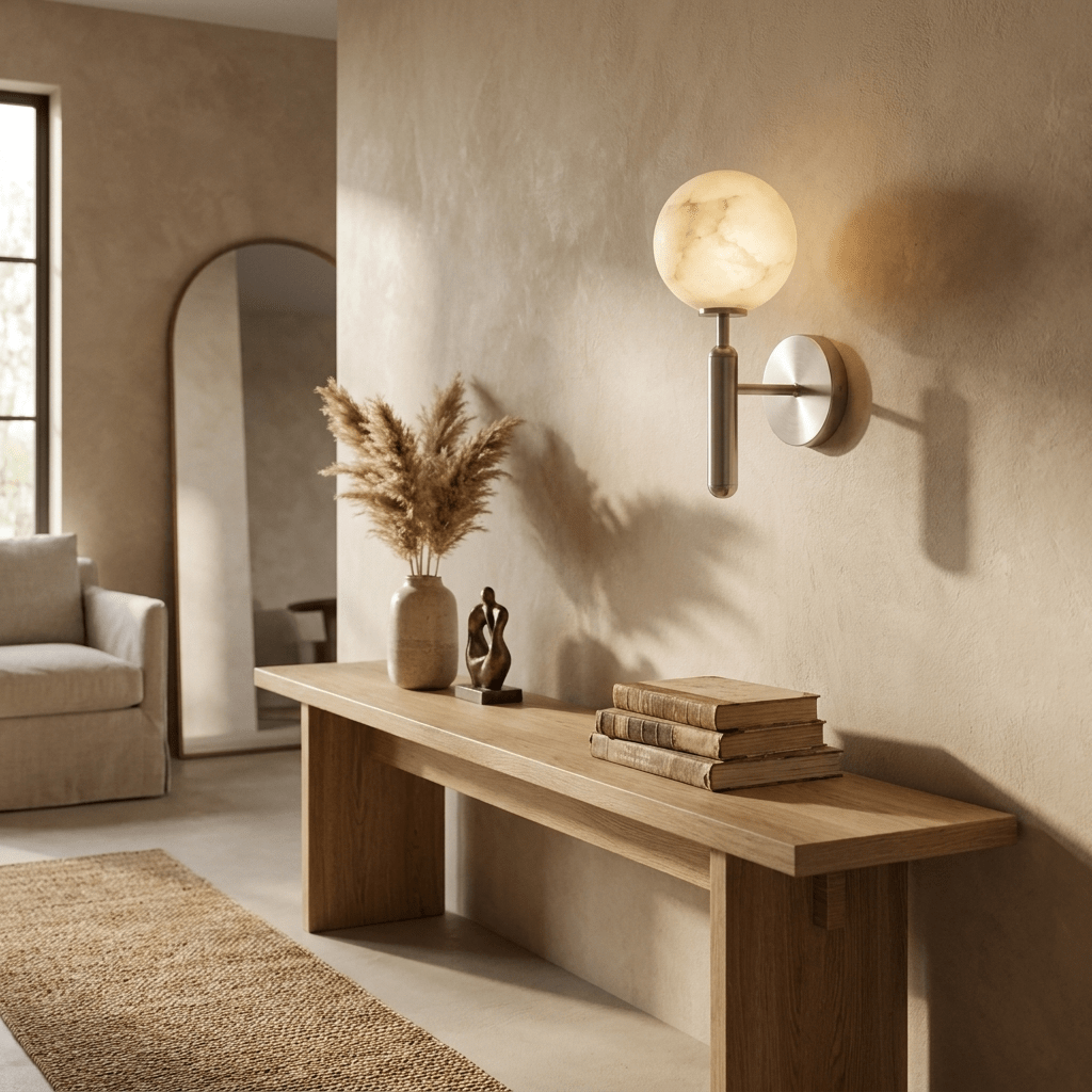 Globe Alabaster Wall Sconce-Neutral Decor