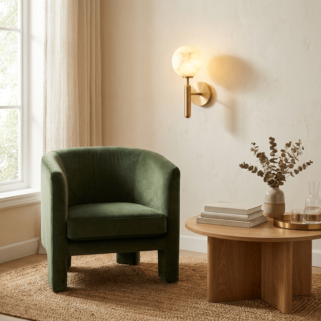 Globe Alabaster Wall Sconce-Neutral Decor