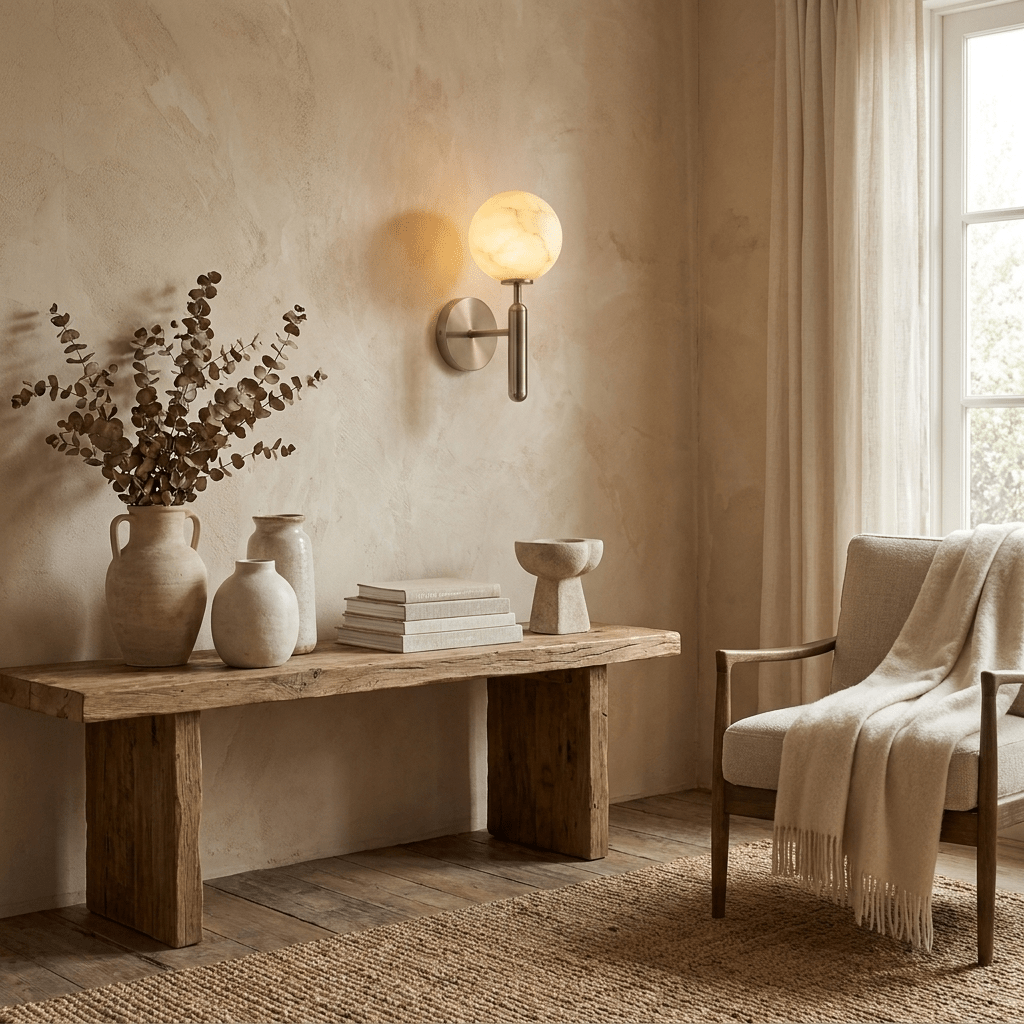Globe Alabaster Wall Sconce-Neutral Decor