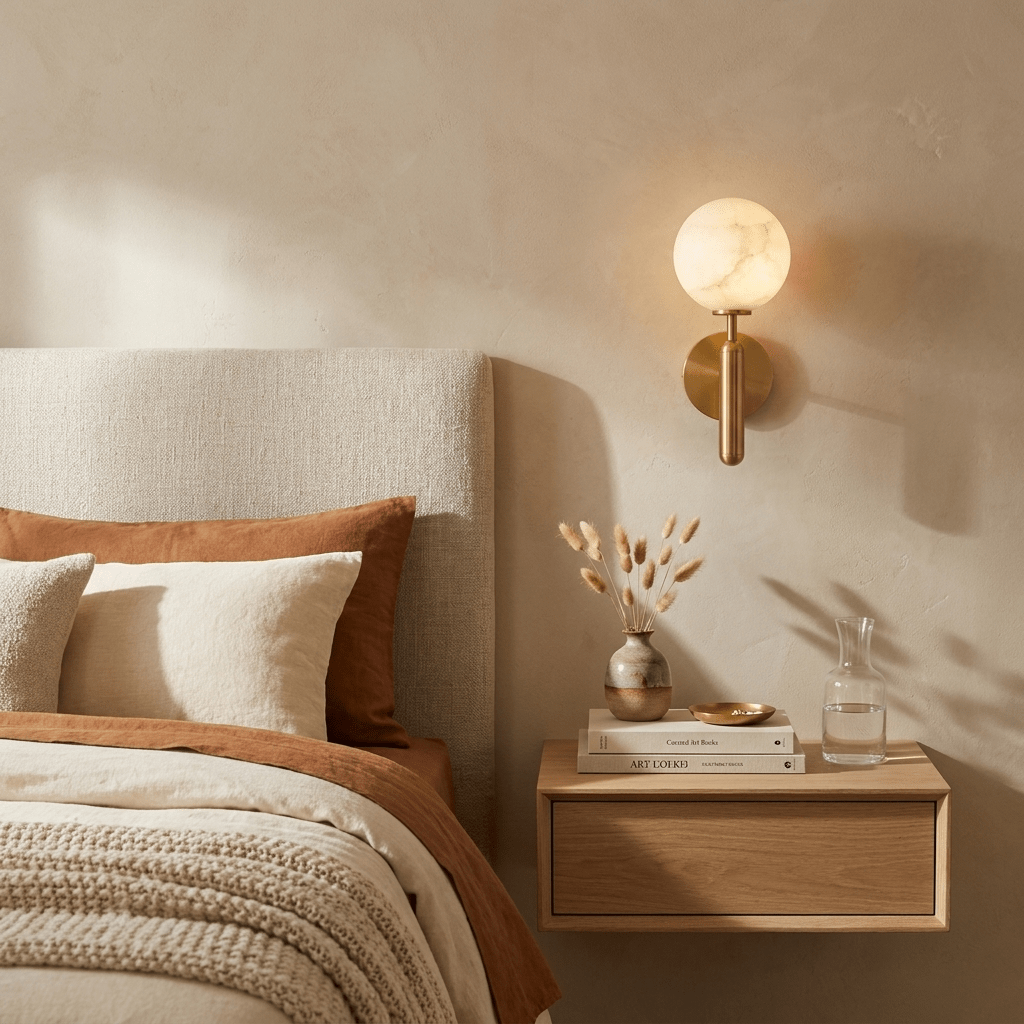Globe Alabaster Wall Sconce-Neutral Decor