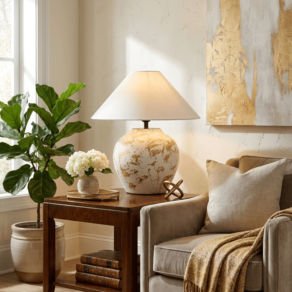 Orleta Ceramic Table Lamp-Neutral Decor