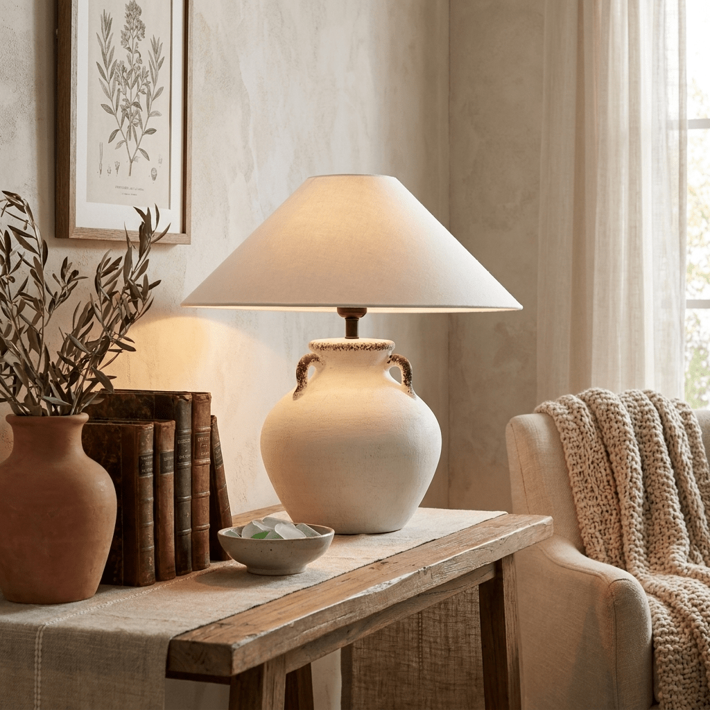 Calanca Ceramic Table Lamp-Neutral Decor