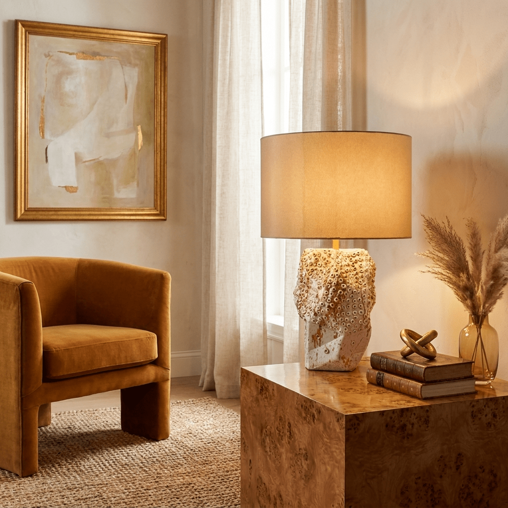 Ostreya Coral-Texture Ceramic Table Lamp-Neutral Decor