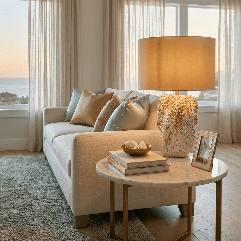 Ostreya Coral-Texture Ceramic Table Lamp-Neutral Decor