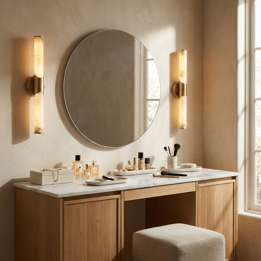 Calcedonia Alabaster Tube Wall Sconce-Neutral Decor