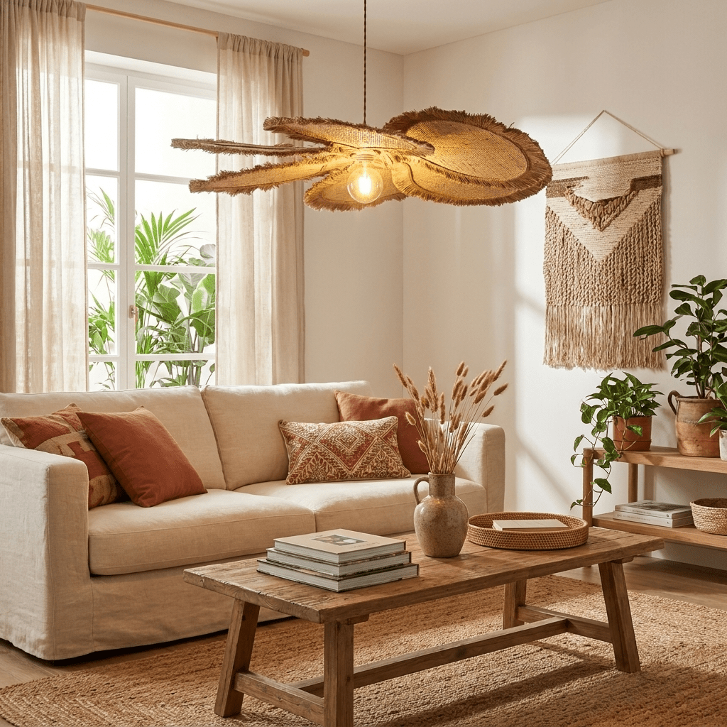 Sfrangia Raffia Pendant Lamp-Neutral Decor