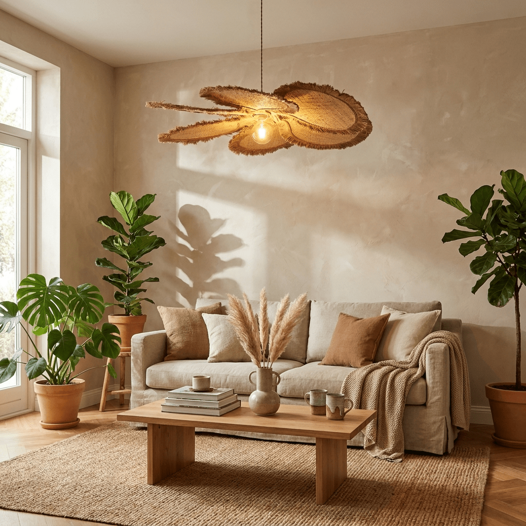 Sfrangia Raffia Pendant Lamp-Neutral Decor