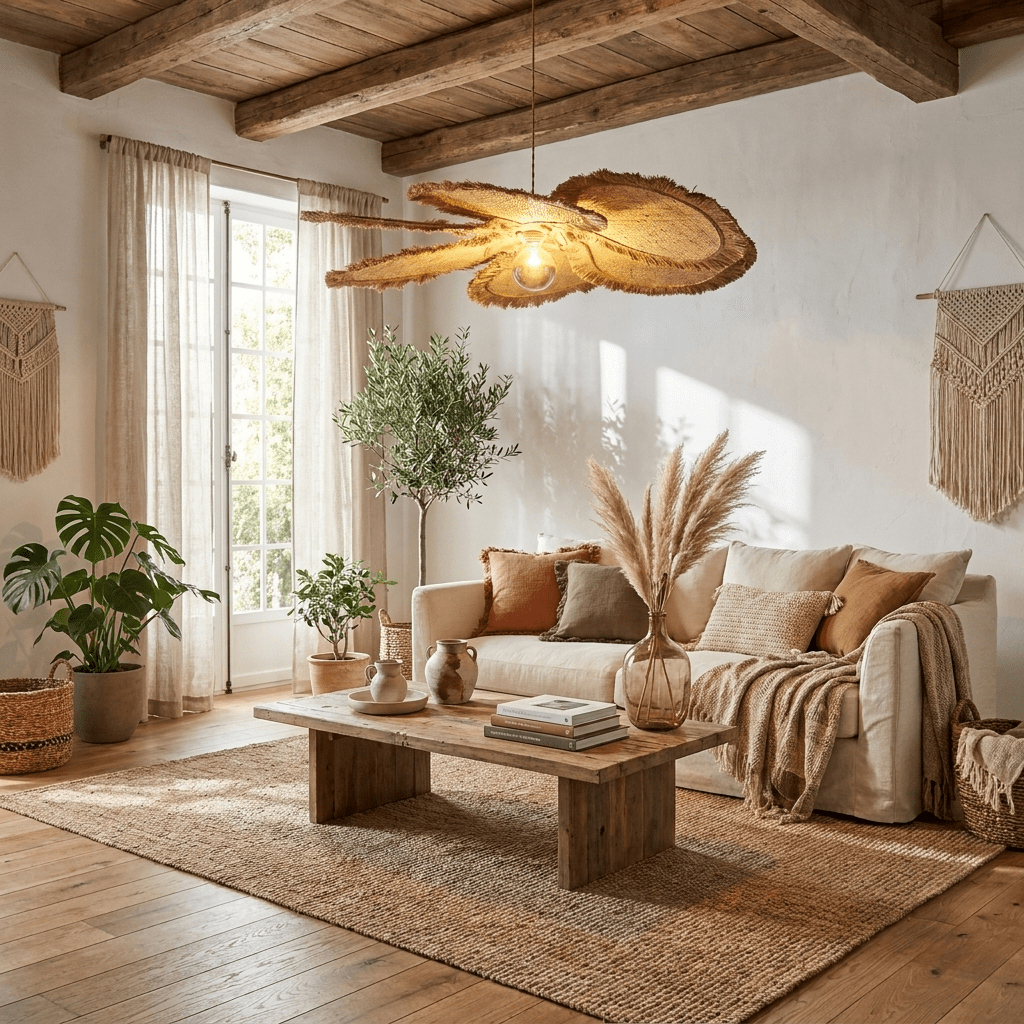 Sfrangia Raffia Pendant Lamp-Neutral Decor