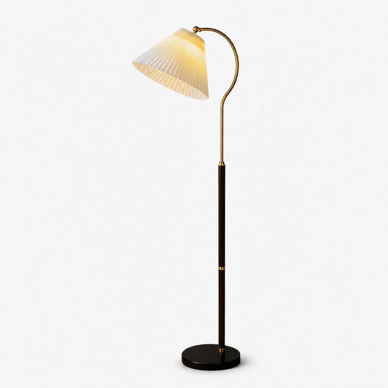 Walnut Gooseneck Floor Lamp-Neutral Decor
