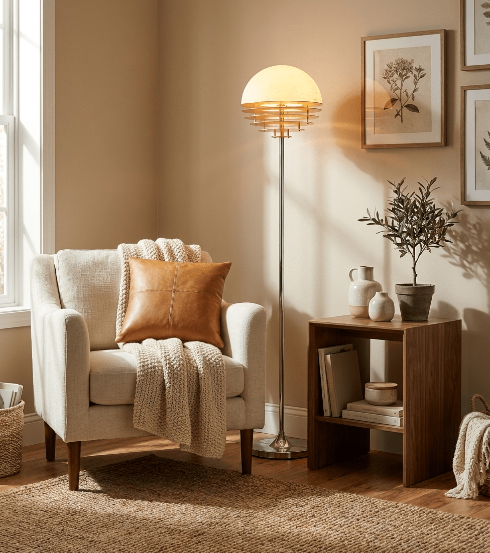 Dome Louver Floor Lamp-Neutral Decor