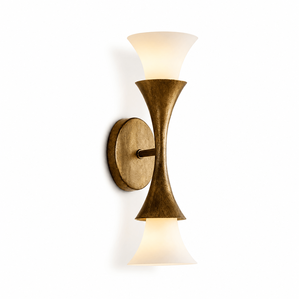 Antique Brass Double Cone Wall Sconce-Neutral Decor