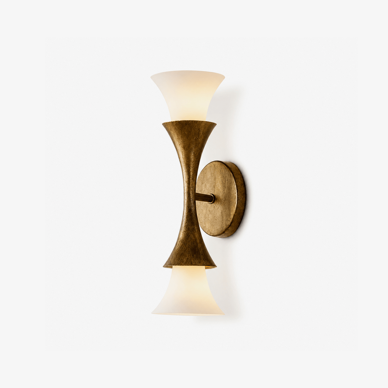 Antique Brass Double Cone Wall Sconce-Neutral Decor